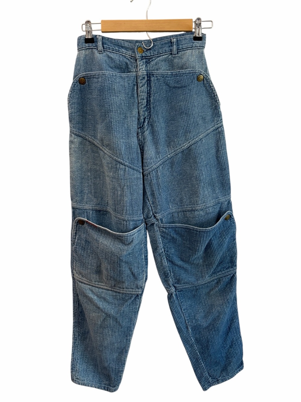 VTG Fury 90’s Faded Blue Corduroy Oversized Cargo Tapered Pants Junior’s 9/10